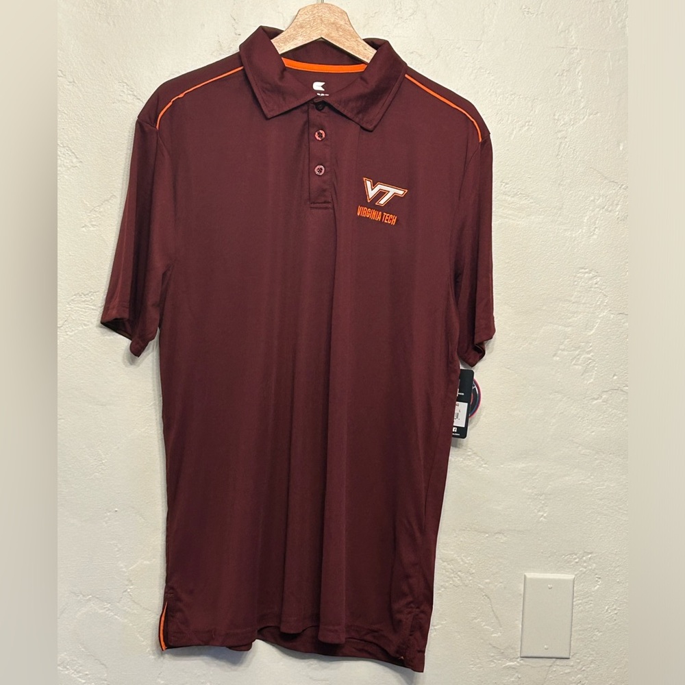 Colosseum Athletics Virginia Tech Hokies Polo Shirt Adult Size Large Red Maroon